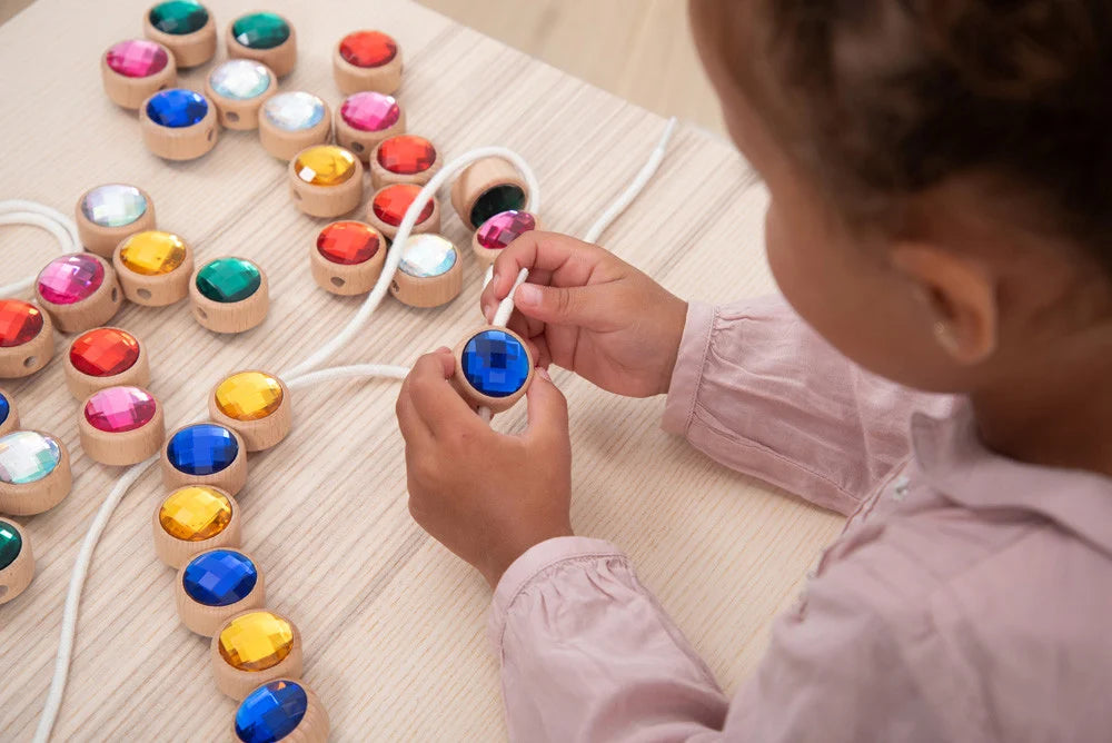 Wooden lacing threading gems/jewels NEW due beginning of August