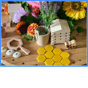 A great selection of bugs, lady bugs, bees, play stones and bug hotels