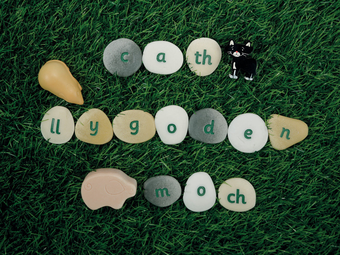 alphabet sensory play pebbles