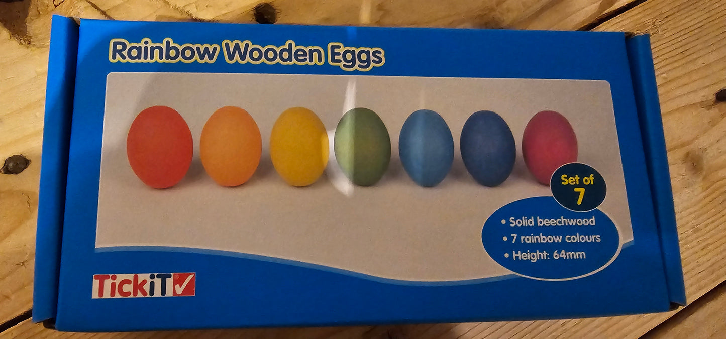 Tickit rainbow wooden eggs