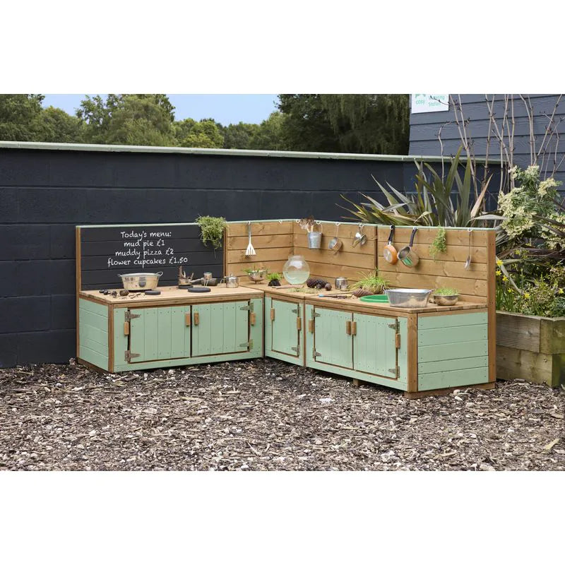Country green corner outdoor mud kitchen - NEW Design