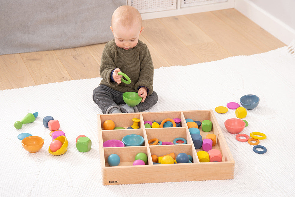 Rainbow Wooden Super Set + Wooden Sorting Tray (7- Way) - NEW