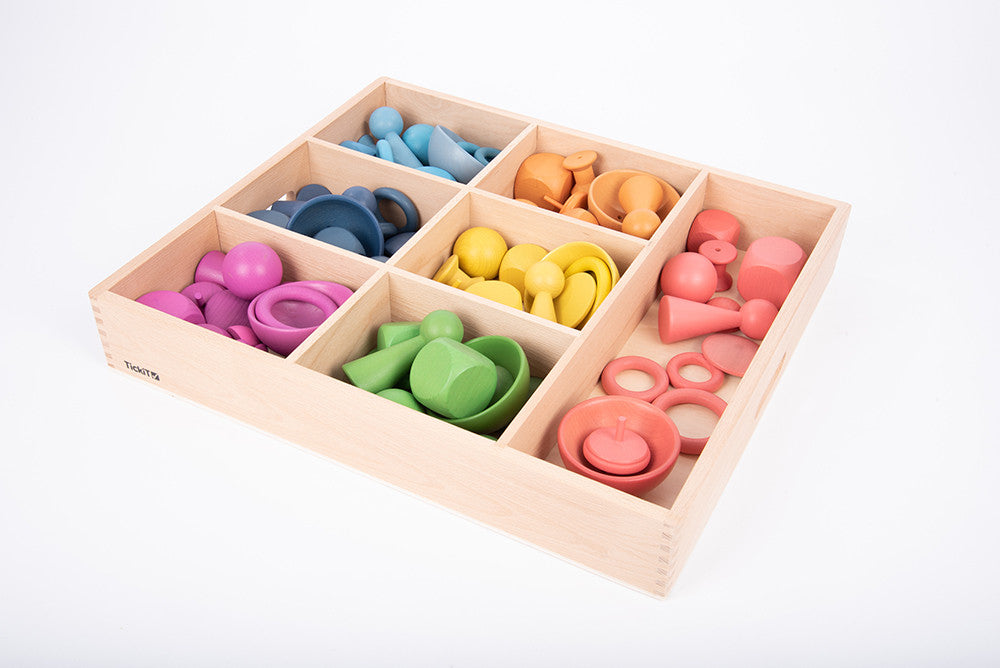 Rainbow Wooden Super Set + Wooden Sorting Tray (7- Way) - NEW