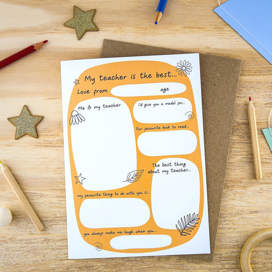 In Teacher Thank You Card | Just Add Colour Card For Kids