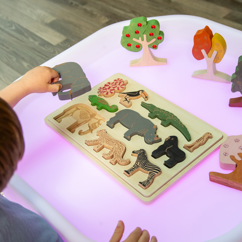 Multi-layer Safari animal wooden puzzle that brings learning to life - NEW