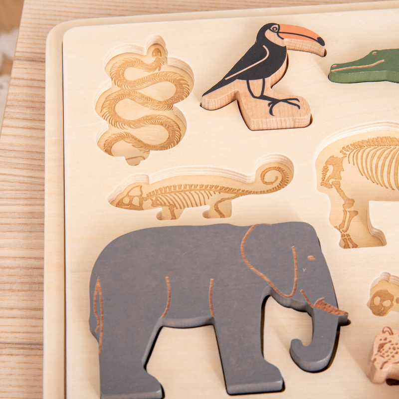 Multi-layer Safari animal wooden puzzle that brings learning to life - NEW