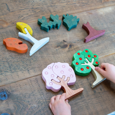 Seasonal Gem Trees - 12 peices with shiny gems for apples!! - NEW autumn, spring, summer, winter