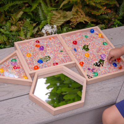 Wooden Shape Mirror Trays - Pk4 NEW