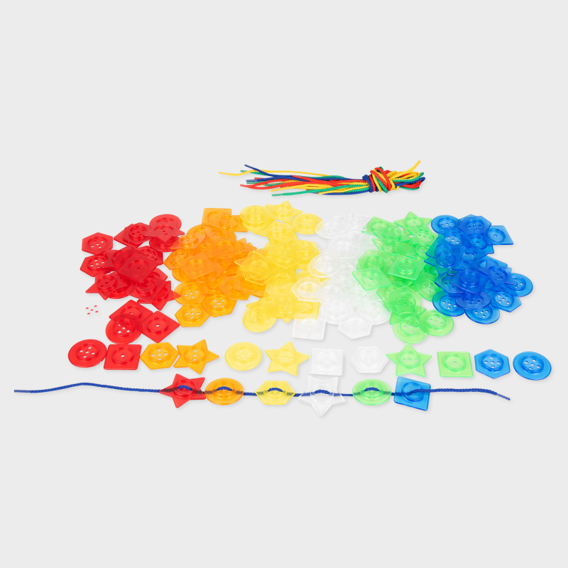 Jumbo set of translucent threading buttons pk 144 plus 12 laces