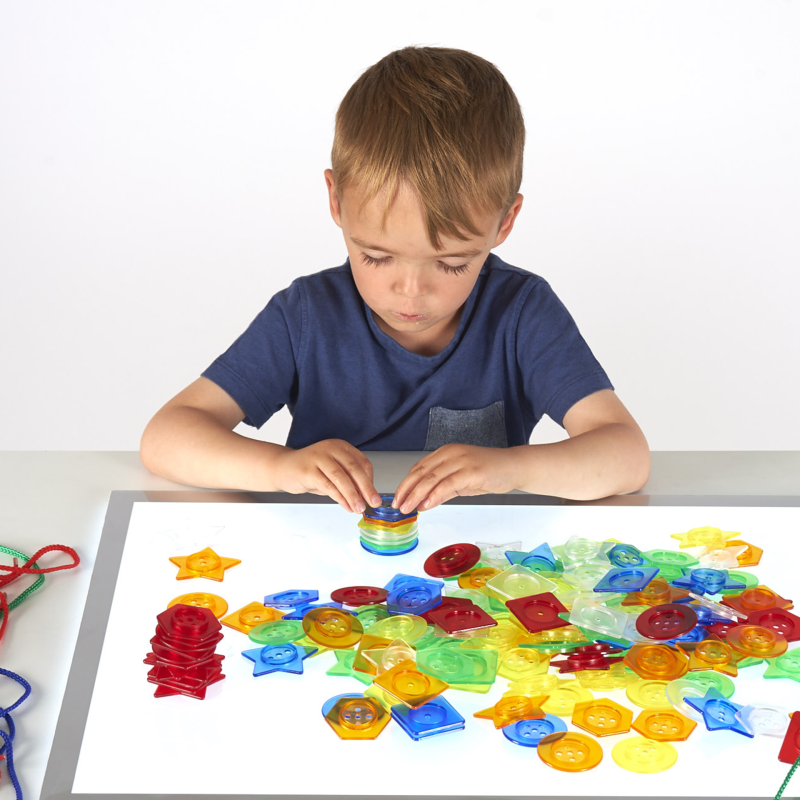 Jumbo set of translucent threading buttons pk 144 plus 12 laces