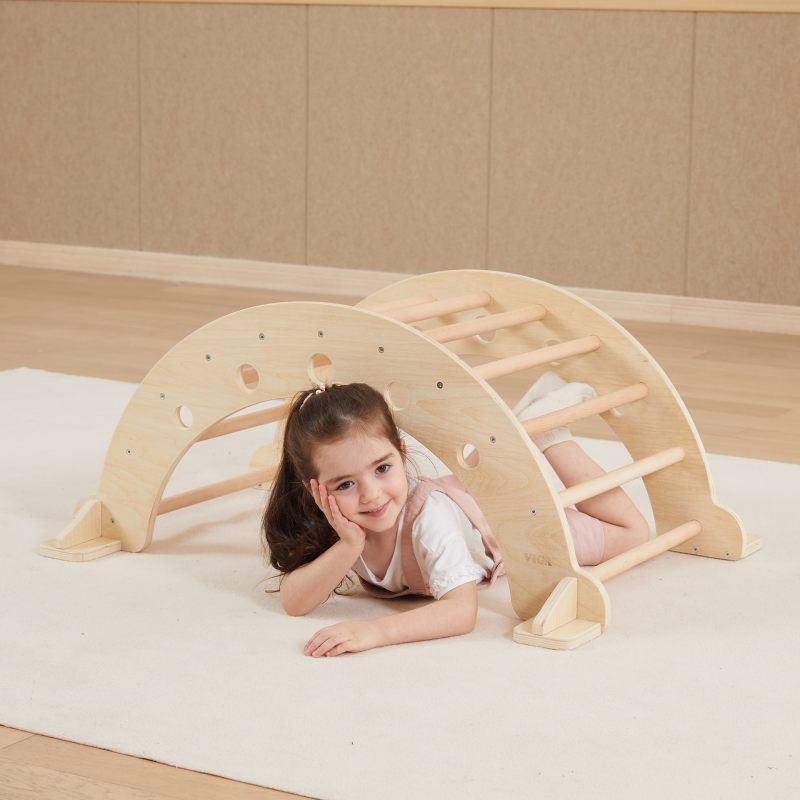 Triangle board and Arch wooden toddler climbing frames