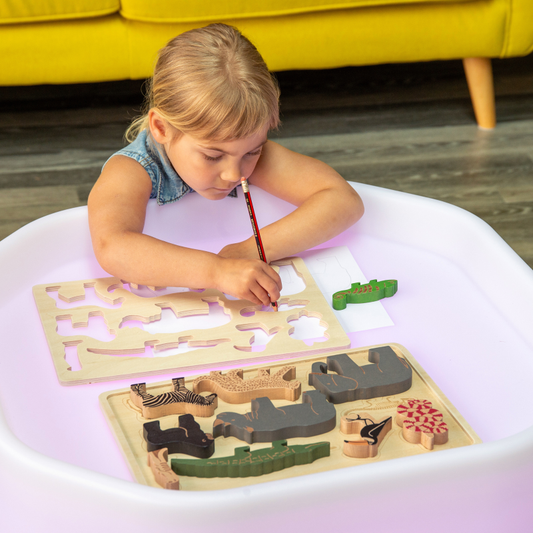 Multi-layer Safari animal wooden puzzle that brings learning to life - NEW