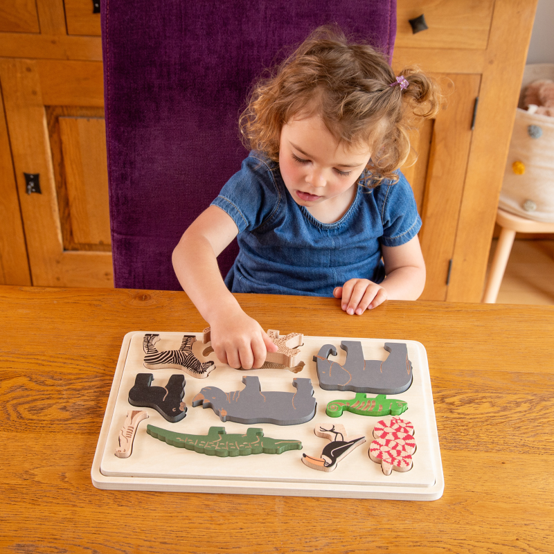 Multi-layer Safari animal wooden puzzle that brings learning to life - NEW