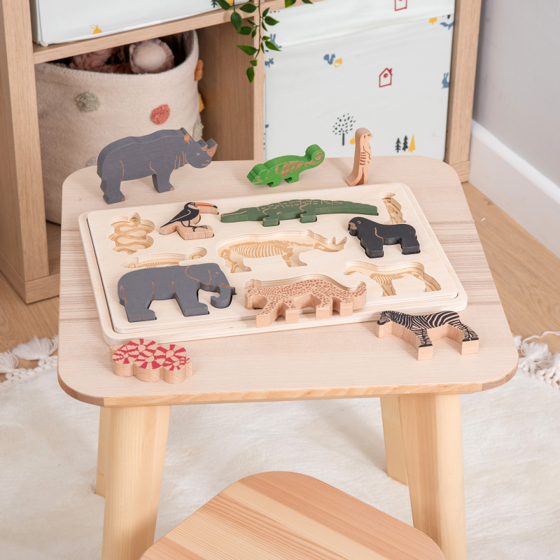 Multi-layer Safari animal wooden puzzle that brings learning to life - NEW