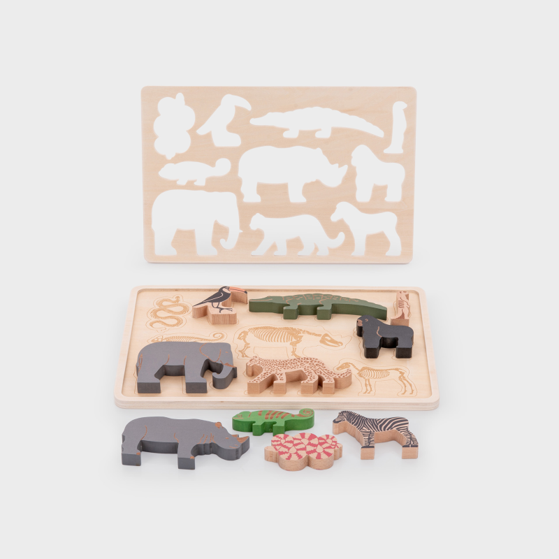 Multi-layer Safari animal wooden puzzle that brings learning to life - NEW