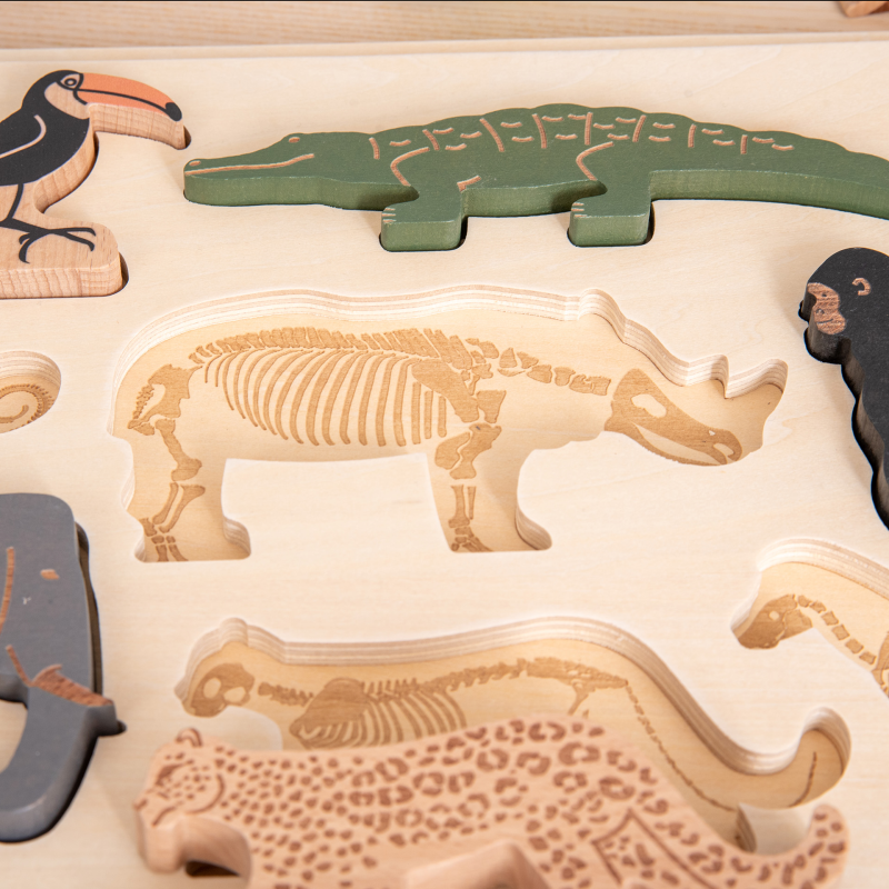 Multi-layer Safari animal wooden puzzle that brings learning to life - NEW