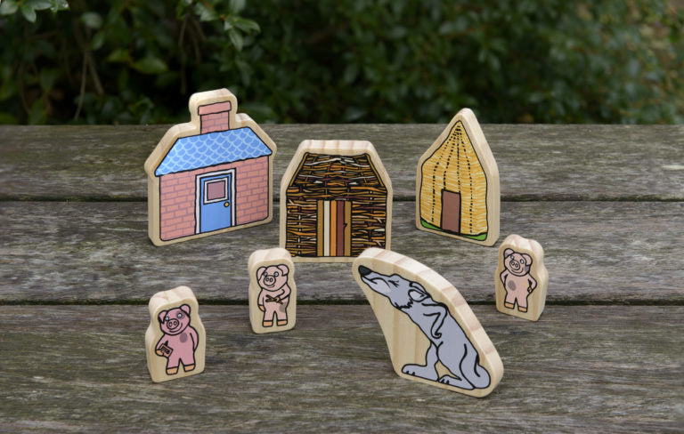 three little pigs wooden characters - discounted item - Edutrayplay ltd