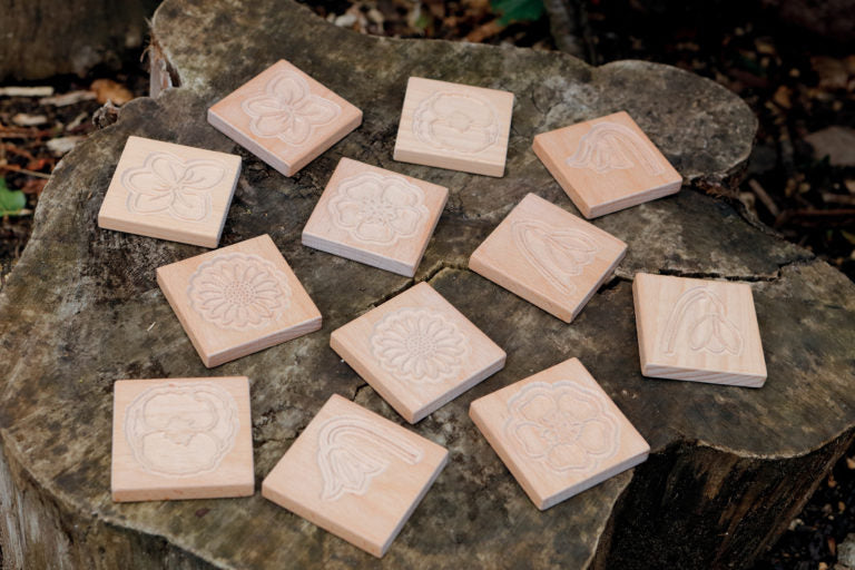 Wooden flower sensory tiles - New - introductory price