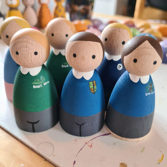 School peg dolls - personlaised.  Best Selling First Day of School and Back to School item of 2021!