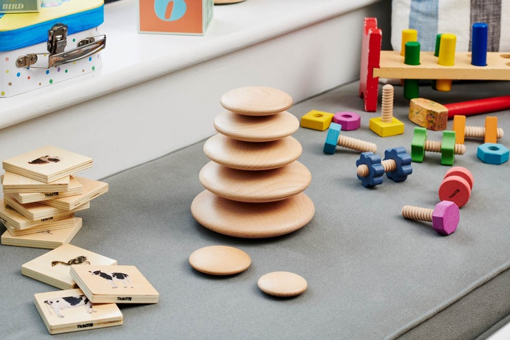 Wooden play buttons - Edutrayplay ltd