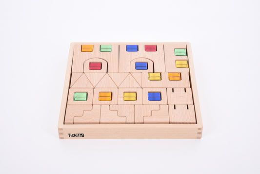 Wooden Building Gem Blocks - Pk40 - NEW - introductory price