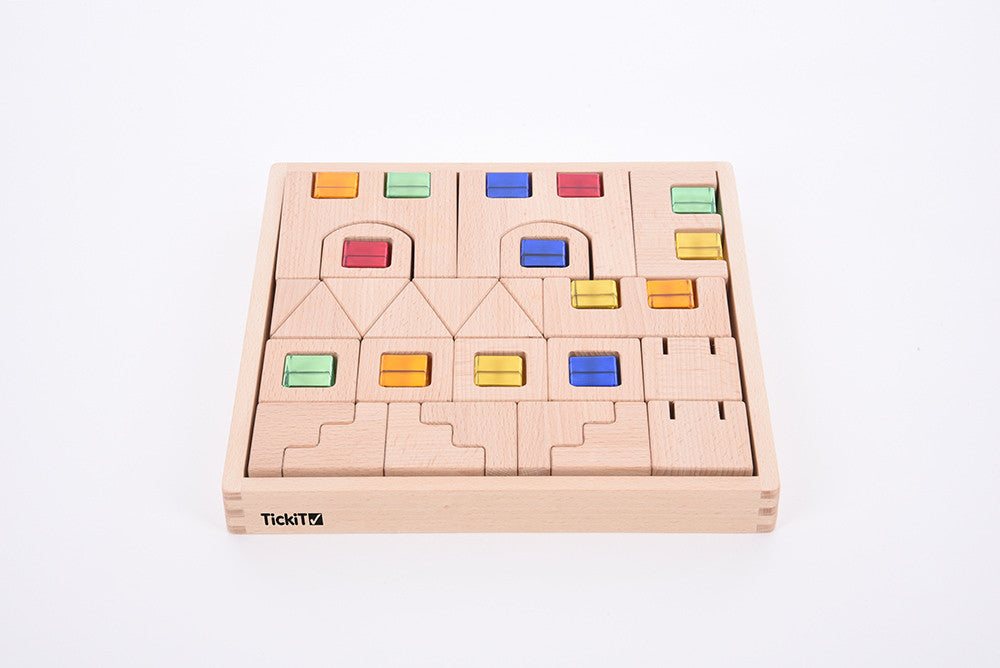 Wooden Building Gem Blocks - Pk40 - NEW - introductory price