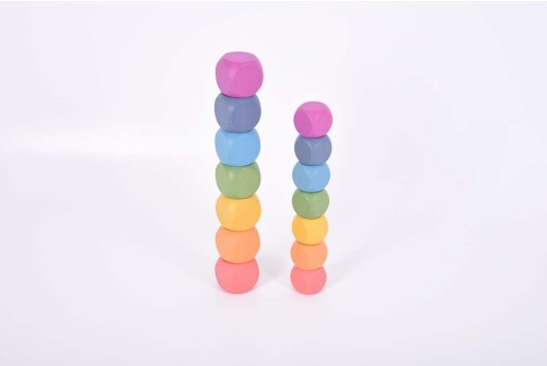 Rainbow wooden heuristic stackable cubes - Edutrayplay ltd