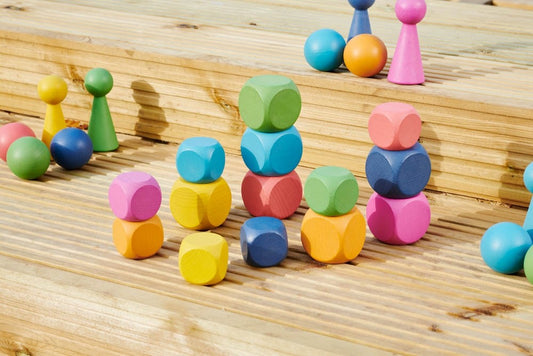 Rainbow wooden heuristic stackable cubes - Edutrayplay ltd