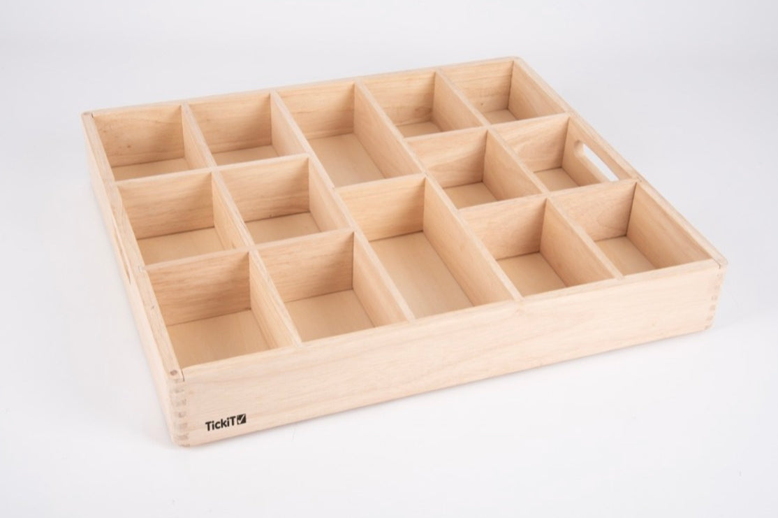 Wooden storage tray - 14 sections - Edutrayplay ltd
