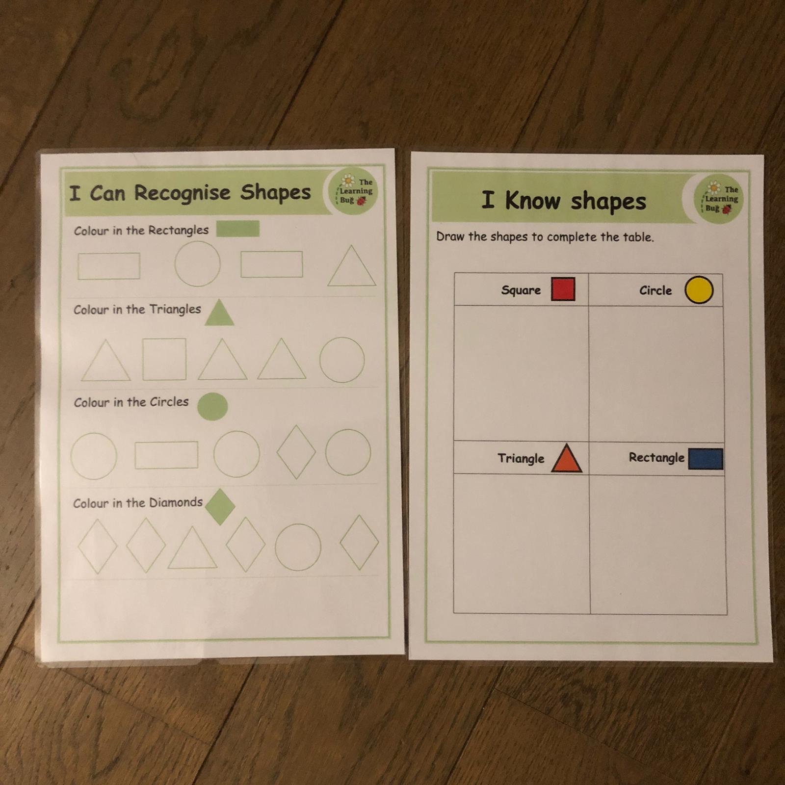 Shape work sheets, various designs - Edutrayplay ltd
